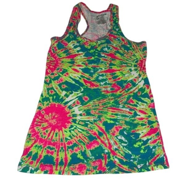 No Boundaries Womens XXL Tie-Dye Racerback Tank Top Bright Neon Colors - Picture 1 of 5